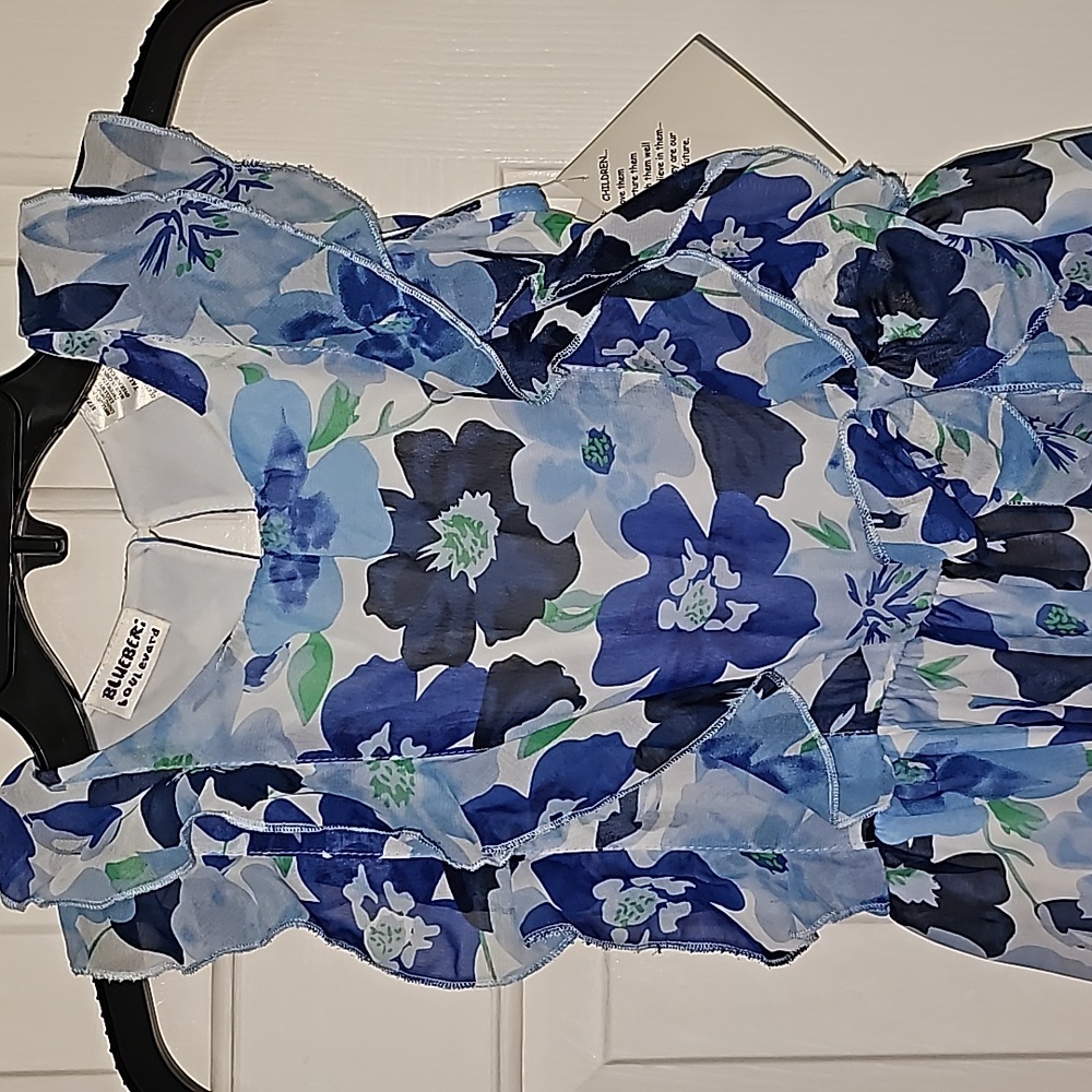 Blueberi Blvd Blue and White Floral Dress Kid Size 6 - Picture 4 of 12